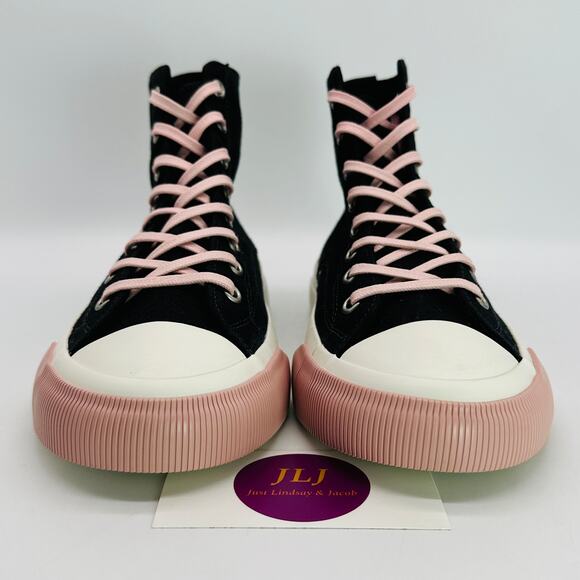 PF Flyers Women's The All American Hi Casual Sneakers Black/Pink Size 7.5 - Picture 2 of 11